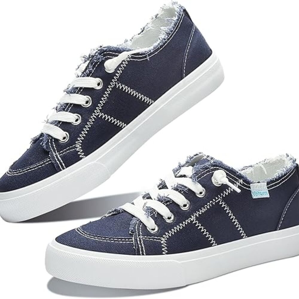 Women's Play Fashion Sneaker White Color Washed and Leopard Canvas Slip on Shoes